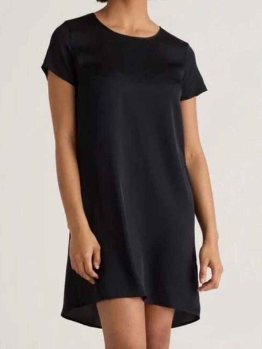 Quince Washable Stretch Silk Tee Dress Black Extra Small